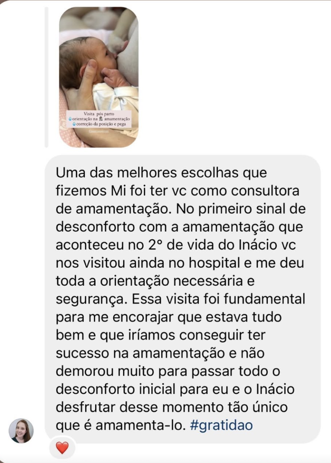 depoimento sobre consultoria em amamentação