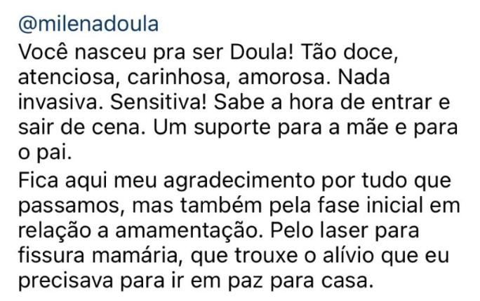 depoimento sobre parto e consultoria